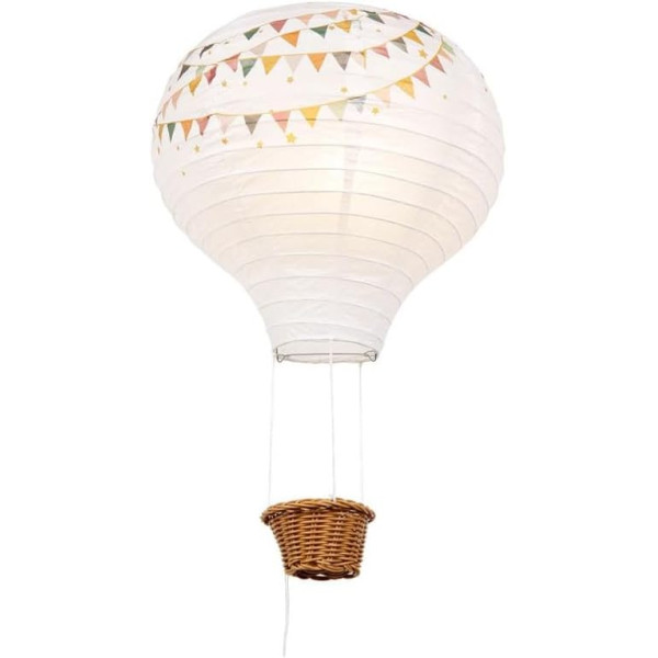 Suspension - Abat-jour - Montgolfière - Papier blanc - 30x30x45cm - Chambre - Ostaria