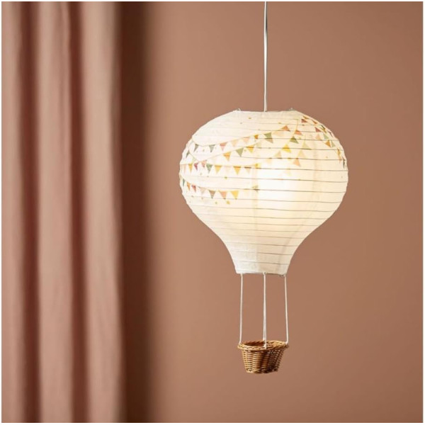 Suspension - Abat-jour - Montgolfière - Papier blanc - 30x30x45cm - Chambre - Ostaria