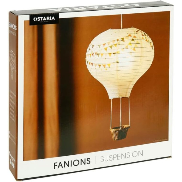 Suspension - Abat-jour - Montgolfière - Papier blanc - 30x30x45cm - Chambre - Ostaria