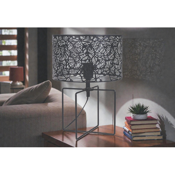 Lampe - A poser - Métal - Noir - Motifs ajourés - Design - 25x32cm - Ostaria