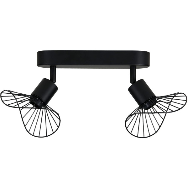 photo-Lampe - 2 spots - Métal - Noir - A fixer - Mur ou plafond - Orientable - Salon - Chambre