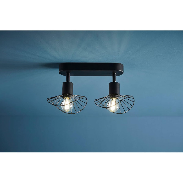 Lampe - 2 spots - Métal - Noir - A fixer - Mur ou plafond - Orientable - Salon - Chambre