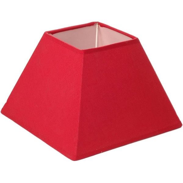 photo-Abat-jour - Carré - Rouge - 20x20x14cm - Pour lampe - Coton renforcé - Ostaria