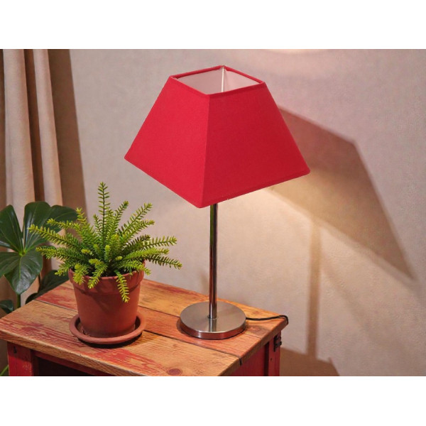 Abat-jour - Carré - Rouge - 20x20x14cm - Pour lampe - Coton renforcé - Ostaria