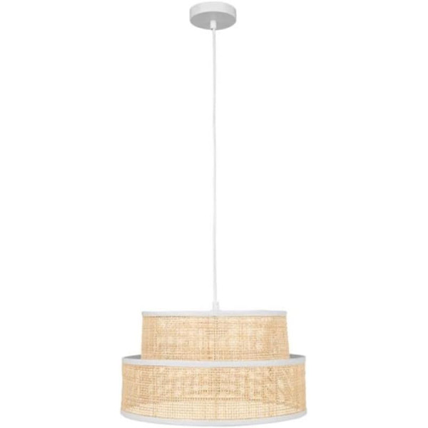 Suspension - Abat-jour - Rotin et tissu - Rond - 35cm diamètre - Gigogne - Ostaria