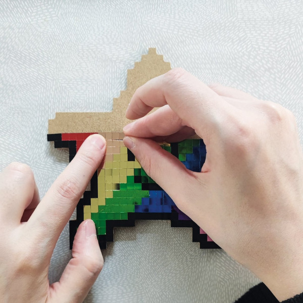 Kit créatif - 4 objets à décorer - Etoile, cœur, ourson, éclair - Mirror Pixel Art - Pop Art - Aladine