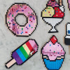 Kit créatif - 4 objets à décorer - Donut, glace, cupcake - Bois - Mirror Pixel Art - Sweets - Aladine