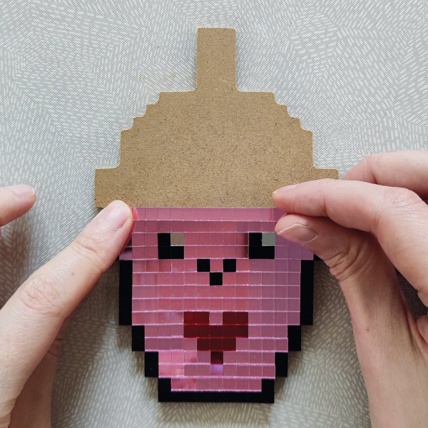Kit créatif - 4 objets à décorer - Personnages Kawaï - Bois - Mirror Pixel Art - Kawaï - Aladine