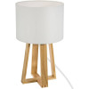 photo-Lampe - A poser - Style scandinave - Pied bois naturel - Abat jour blanc - Chambre - Salon