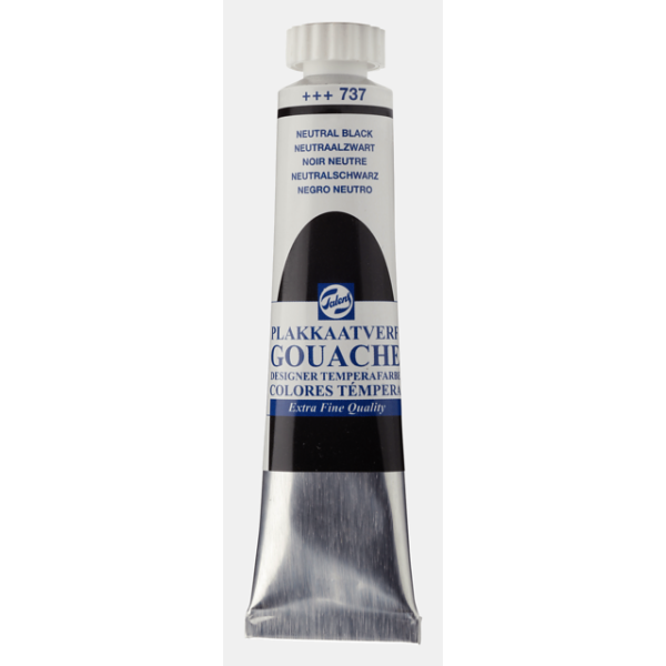 photo-Gouache - Extra-fine - Noir neutre - 737 - Finition mate - Talens - Tube de 20ml