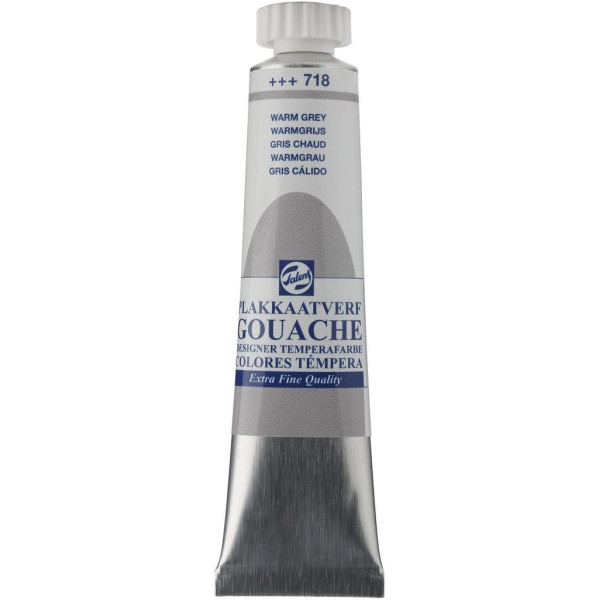 photo-Gouache - Extra-fine - Gris chaud - 718 - Finition mate - Talens - Tube de 20ml