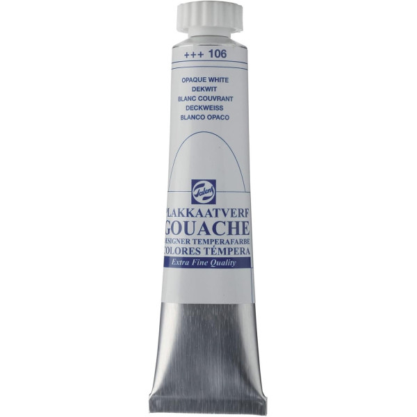 photo-Gouache - Extra-fine - Blanc couvrant - 106 - Finition mate - Talens - Tube de 20ml