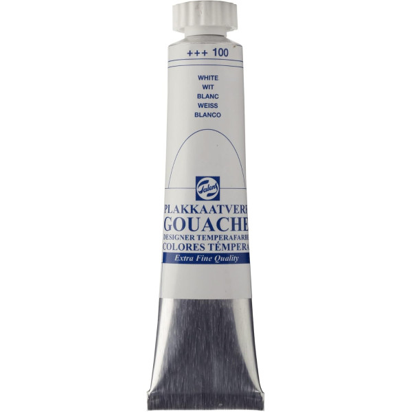 photo-Gouache - Extra-fine - Blanc - 100 - Finition mate - Talens - Tube de 20ml