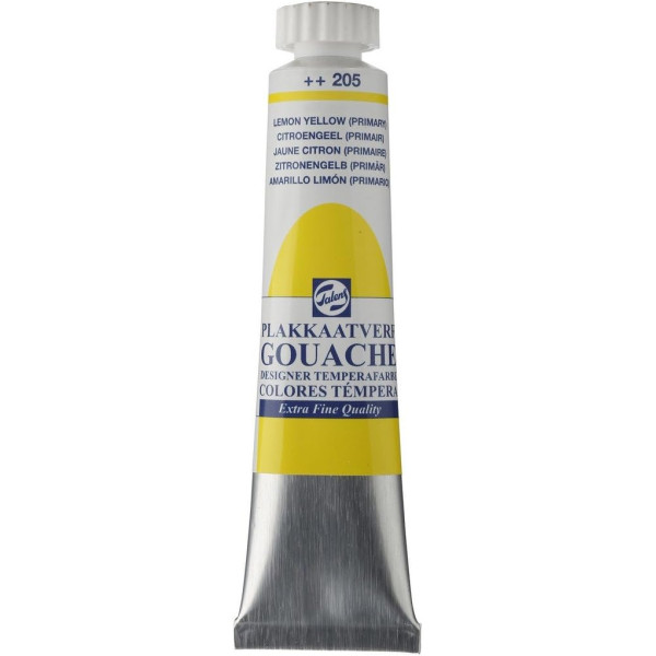 photo-Gouache - Extra-fine - Jaune citron - 205 - Finition mate - Talens - Tube de 20ml