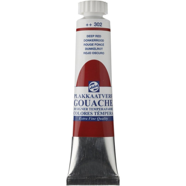 photo-Gouache - Extra-fine - Rouge foncé - 302 - Finition mate - Talens - Tube de 20ml