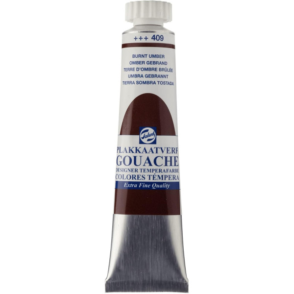 photo-Gouache - Extra-fine - Terre ombre brûlée - 409 - Finition mate - Talens - Tube de 20ml