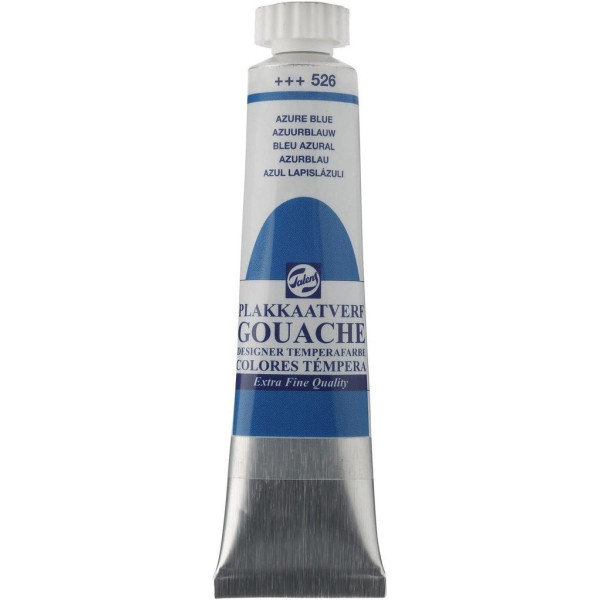 photo-Gouache - Extra-fine - Bleu azural - 526 - Finition mate - Talens - Tube de 20ml