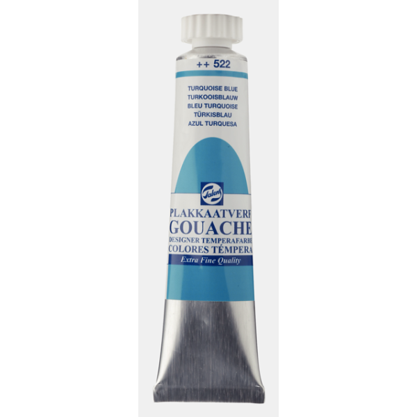 photo-Gouache - Extra-fine - Bleu turquoise - 522 - Finition mate - Talens - Tube de 20ml