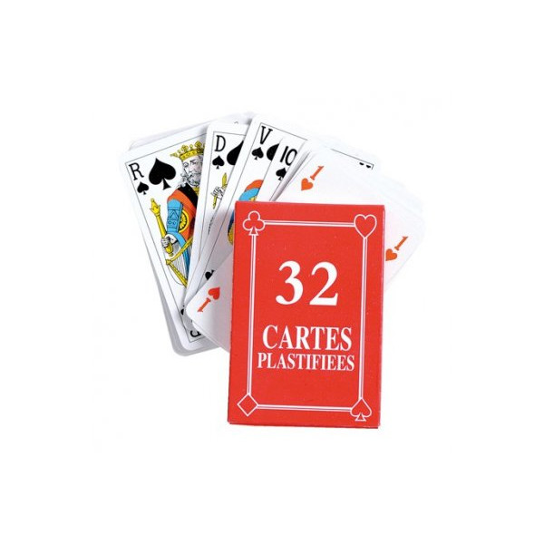 photo-Jeu de cartes - Classique - 32 cartes - Pour jouer à la belotte, bataille - Kim'Play
