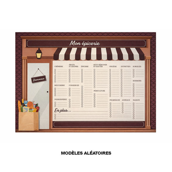 Tableau - Mémo - Liste de courses - Aimanté - A fixer sur le frigo - Feuilles détachables