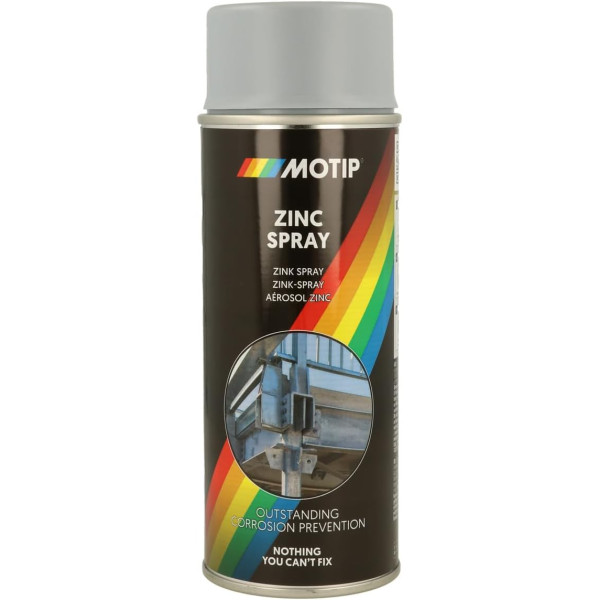 photo-Bombe de peinture - Zinc - Traitement acier galva et non - Résiste à 350° - Motip