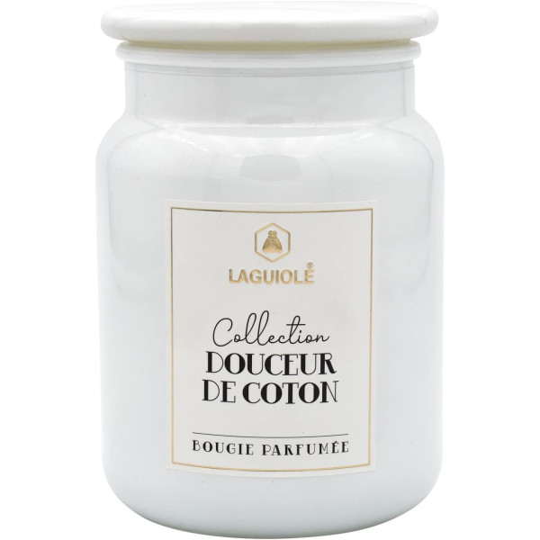 photo-Bougie - Parfumée - Fleur de coton - Parfum doux et poudré - Déco - Laguiole