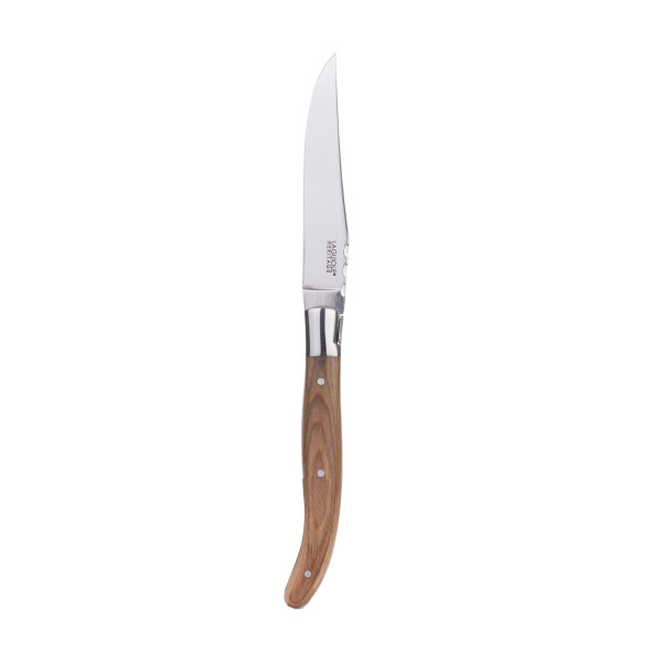 Couteaux à steak - Coffret de 6 pièces - Manche en bois de Pakka - Lame acier - Laguiole Héritage
