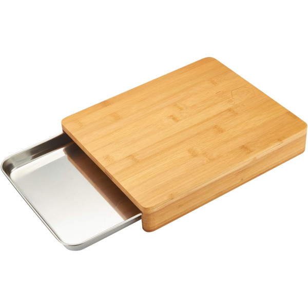Planche à découper - Bois - Avec tiroir collecteur inox - 31x24x2,5cm - Cuisine - Laguiole