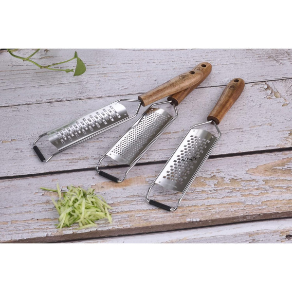 Râpes à fromage et légumes - 3 modèles - Acier inox et manche bois - Cuisine - Laguiole