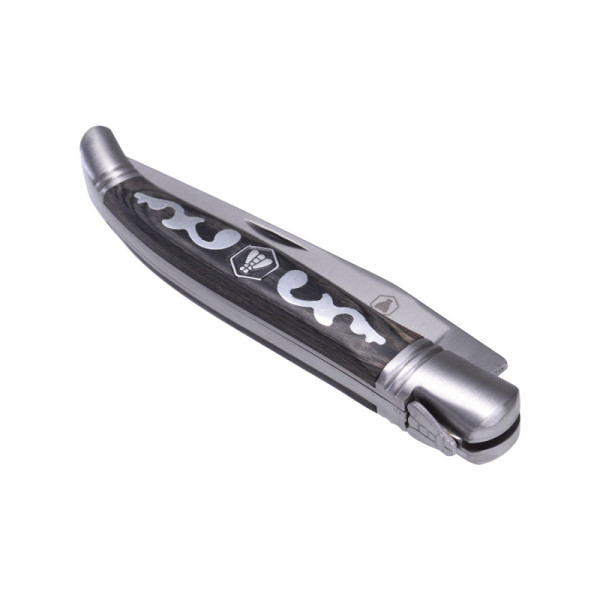 Couteau - Pliant - Gris arabesque - Lame acier inox - Compacte - Qualité premium - Laguiole