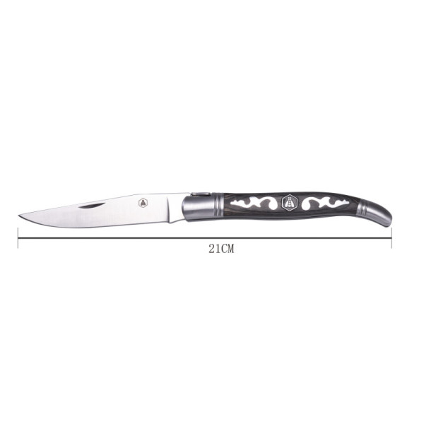 Couteau - Pliant - Gris arabesque - Lame acier inox - Compacte - Qualité premium - Laguiole