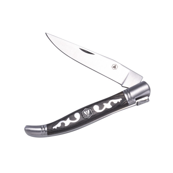Couteau - Pliant - Gris arabesque - Lame acier inox - Compacte - Qualité premium - Laguiole