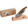 Tire-bouchon - Multi fonctions - Acier inox - Manche bois - Avec support en bois - Laguiole