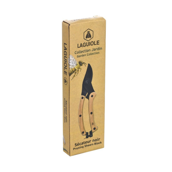 Sécateur - Pour le jardin - Lame acier noir - Manche bois de frêne - Robuste - Laguiole