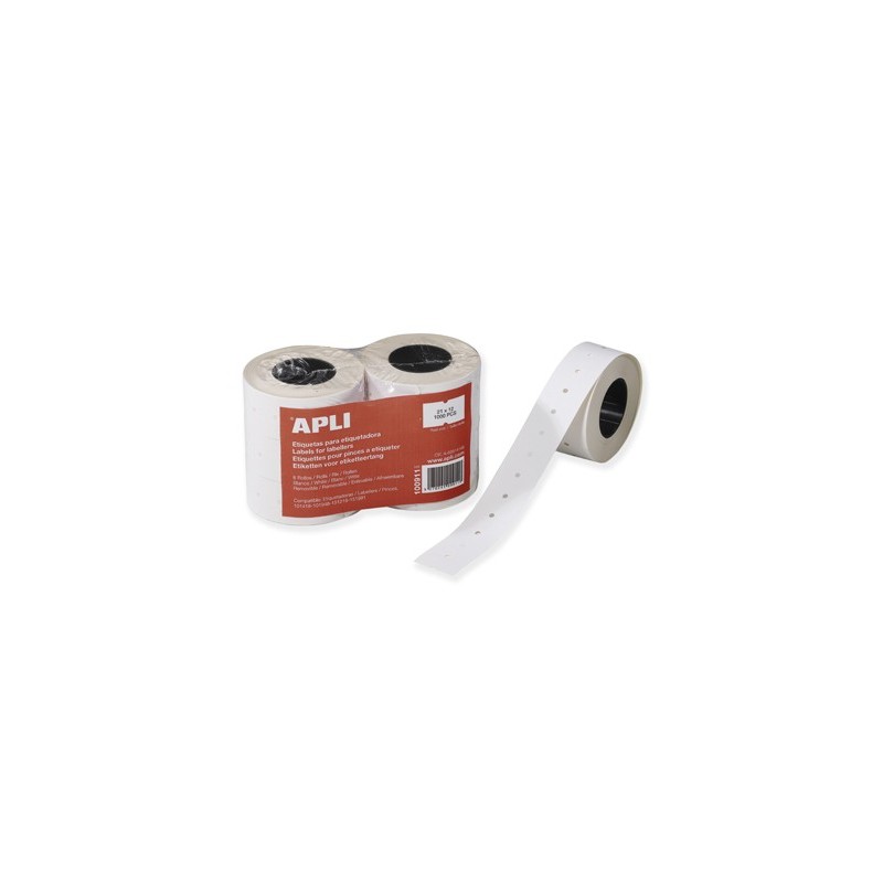 photo-Étiquettes pour étiqueteuse manuelle - Rectangle 21 x 12 mm - Blanc adhésif amovible - 6 Rouleaux