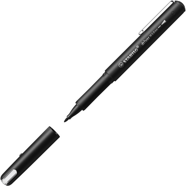 Feutre - Noir - Moyen - Mine 0,8mm - Stabilo Dr!ver - Ecriture - Dessin - Scolaire