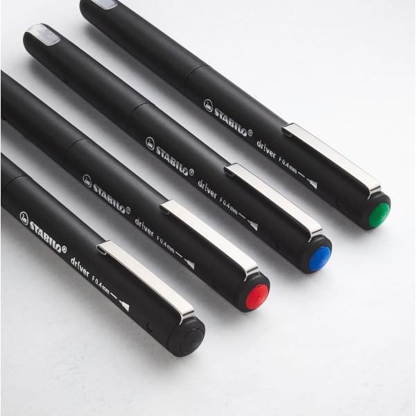 4 feutres - 4 couleurs - Fin - Mine 0,4mm - Stabilo Dr!ver - Ecriture - Dessin - Scolaire