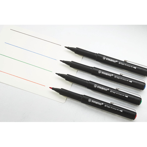4 feutres - 4 couleurs - Moyen - Mine 0,8mm - Stabilo Dr!ver - Ecriture - Dessin - Scolaire