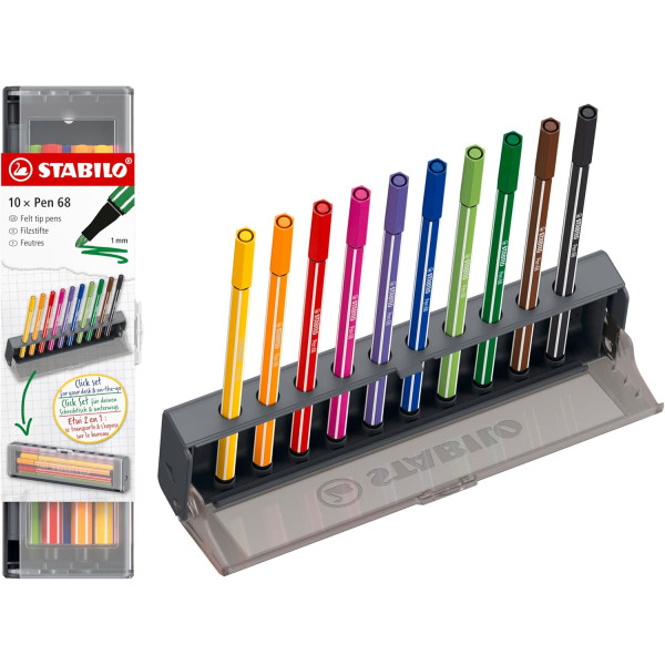 Feutres - Dessin - Stabilo - Point88 - Mine 1mm - Boite de rangement - 10 couleurs