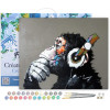 photo-Peinture par numéro - Singe casque audio - 40x50cm - Toile + pinceaux + peinture - Facile - Figured'Art
