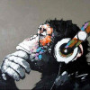 Peinture par numéro - Singe casque audio - 40x50cm - Toile + pinceaux + peinture - Facile - Figured'Art