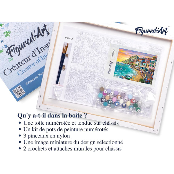 Peinture par numéro - Vacances à la plage - 40x50cm - Toile + pinceaux + peinture - Complexe - Figured'Art