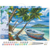 photo-Peinture par numéro - Barque sous les cocotiers - 40x50cm - Toile + pinceaux + peinture - Facile - Figured'Art