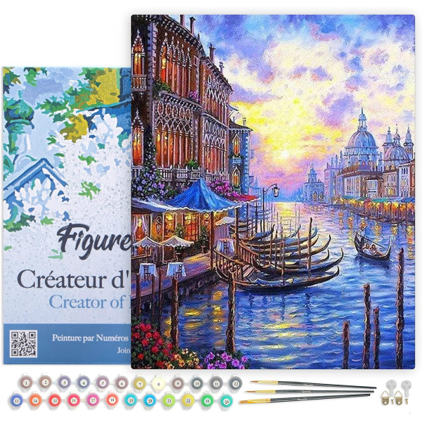 photo-Peinture par numéro - Carnaval de Venise - 40x50cm - Toile + pinceaux + peinture - Complexe - Figured'Art