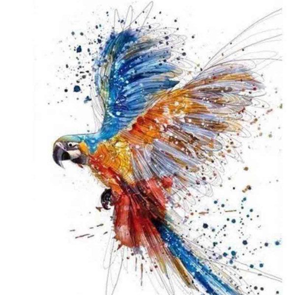 Peinture par numéro - Perroquet coloré - 40x50cm - Toile + pinceaux + peinture - Complexe - Figured'Art
