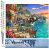 photo-Peinture par numéro - Port fleuri - 40x50cm - Toile + pinceaux + peinture - Intermédiaire - Figured'Art