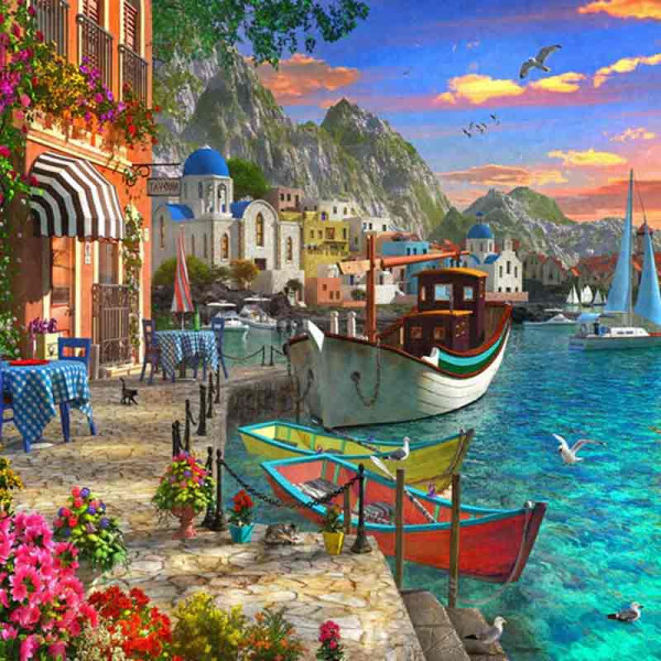 Peinture par numéro - Port fleuri - 40x50cm - Toile + pinceaux + peinture - Intermédiaire - Figured'Art