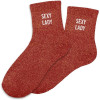 photo-Chaussettes - Femme - Rouge avec paillettes - Sexy lady - Taille 36/42 - Humour - Cadeau