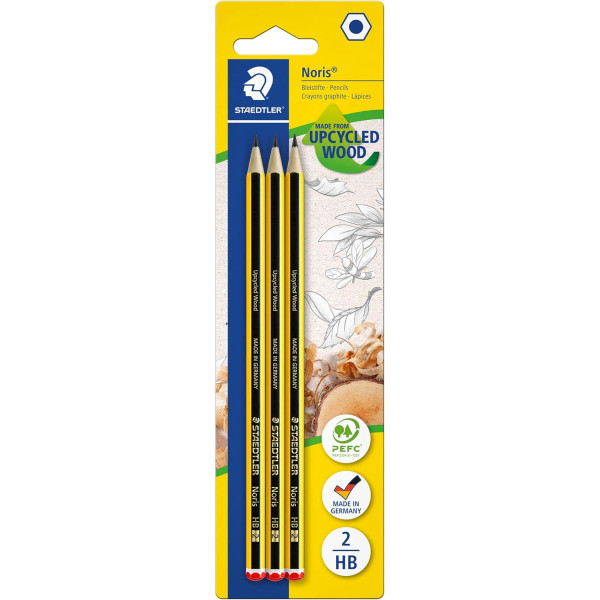 photo-Crayon graphite - HB - Lot de 3 - Idéal pour l'écriture, dessin, école, bureau - Staedtler Noris