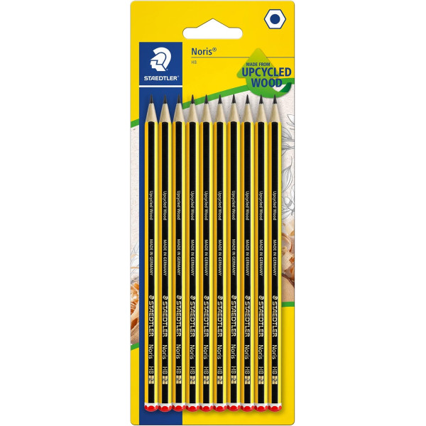 Crayon graphite - HB - Lot de 10 - Idéal pour l'écriture, dessin, école, bureau - Staedtler Noris